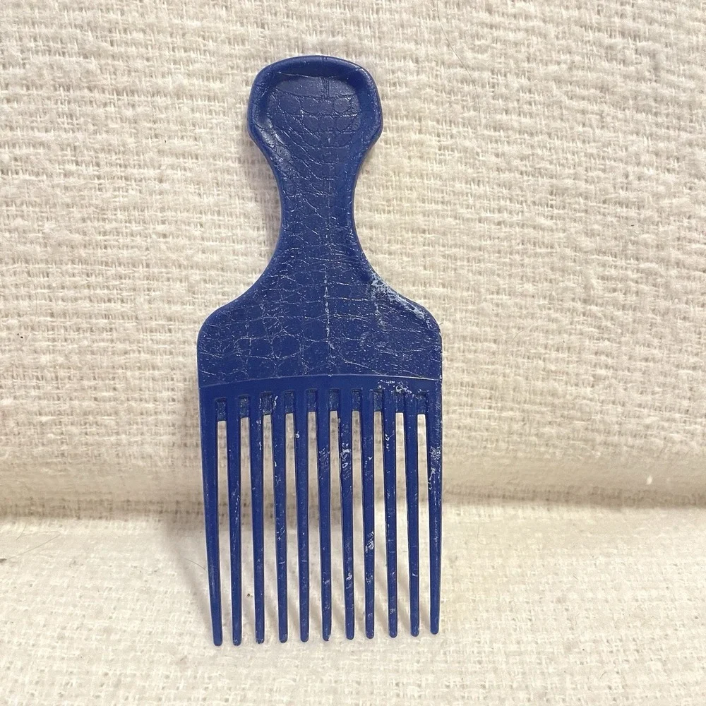 Vintage Used Goody Large Blue‎ Lift Hair Pick Faux Croc Snake Skin Leather